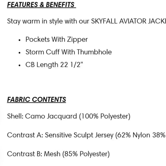 Blanc NOIR SkyFall Aviator Jacket Aubergine Camo Women's Sz Small - Picture 9 of 12